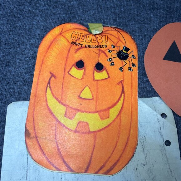 Halloween Ephemera Lot Cards Felt Cat Die Cut Children's Art 6 Items Dracula Bat - Picture 3 of 16